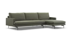 Sophisticated Living Ecksofas|Ecksofa Plateia Bezug Stoff Rima 22 Dunkelgrau Stahlfuß Schwarz Lackiert