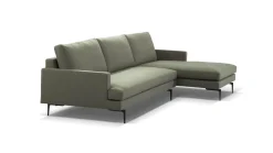 Sophisticated Living Ecksofas|Ecksofa Plateia Bezug Stoff Rima 22 Dunkelgrau Stahlfuß Schwarz Lackiert