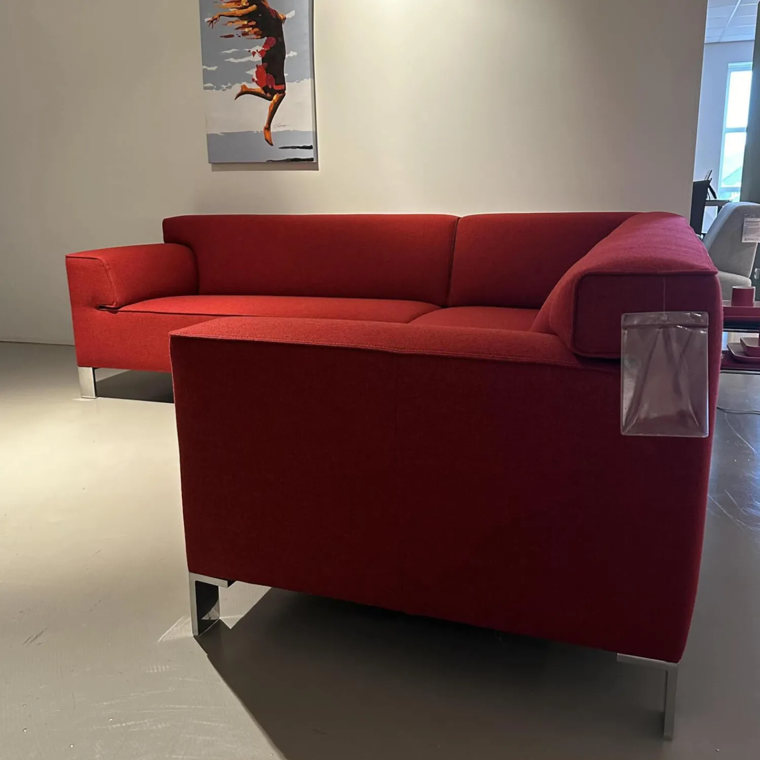 Leolux Ecksofas|Ecksofa Pode Insert Stoff Tonica 611 Rot Füße Aluminium Chrom