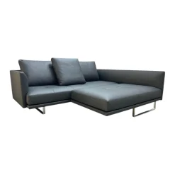 Walter Knoll Ecksofas|Ecksofa Prime Time 490 10 Leder Miami Schwarz Gestell Aluminium Hochglanz Poliert Inklusive Kissen mit der legendären Schwenkfunktion