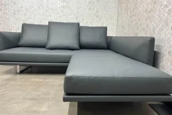 Walter Knoll Ecksofas|Ecksofa Prime Time 490 10 Leder Miami Schwarz Gestell Aluminium Hochglanz Poliert Inklusive Kissen mit der legendären Schwenkfunktion