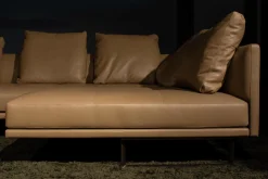 Walter Knoll Ecksofas|Ecksofa Prime Time Bezug Leder Elen Steingrau 1227 Struktur Bronze Matt Lackiert
