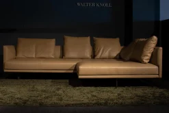 Walter Knoll Ecksofas|Ecksofa Prime Time Bezug Leder Elen Steingrau 1227 Struktur Bronze Matt Lackiert