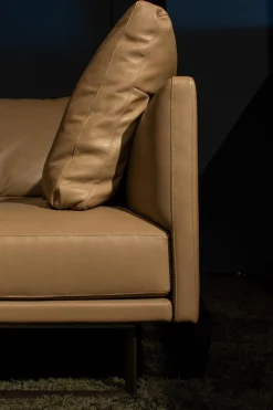 Walter Knoll Ecksofas|Ecksofa Prime Time Bezug Leder Elen Steingrau 1227 Struktur Bronze Matt Lackiert