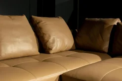 Walter Knoll Ecksofas|Ecksofa Prime Time Bezug Leder Elen Steingrau 1227 Struktur Bronze Matt Lackiert