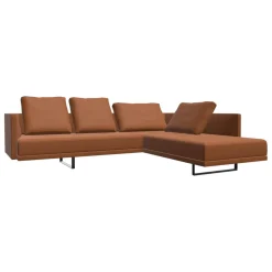Walter Knoll Ecksofas|Ecksofa Prime Time Leder Elen Loam 126 Braun mit 3 Kissen und 1 Nackenrolle