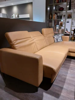 Global Ecksofas|Ecksofa Rafaela Leder Vivre Honig Braun Füße Metall Pulverbeschichtet Schwarz Inklusive Motorischen Sitzvorzug Und Relaxfunktion