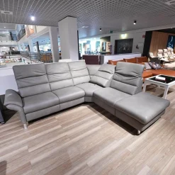 Steinpol Polstergruppen|Ecksofa Relaxa 5 5 Leder Evita Smoke Grau Fuß Alusäulen Inklusive Drehsessel Komfort 3.0