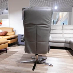 Steinpol Polstergruppen|Ecksofa Relaxa 5 5 Leder Evita Smoke Grau Fuß Alusäulen Inklusive Drehsessel Komfort 3.0