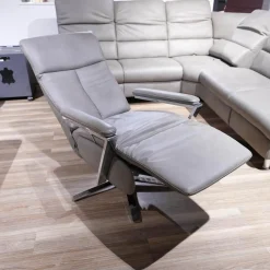 Steinpol Polstergruppen|Ecksofa Relaxa 5 5 Leder Evita Smoke Grau Fuß Alusäulen Inklusive Drehsessel Komfort 3.0