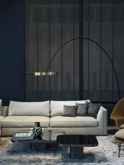 B&B Italia Ecksofas|Ecksofa Richard Stoff Lieso Pied De Poule Graun Und 315 Braun Profil Stoff Ballano Schiefer Füße Metall Schwarz Verchromt Und Lackiert Inklusive 3 Rückenkissen