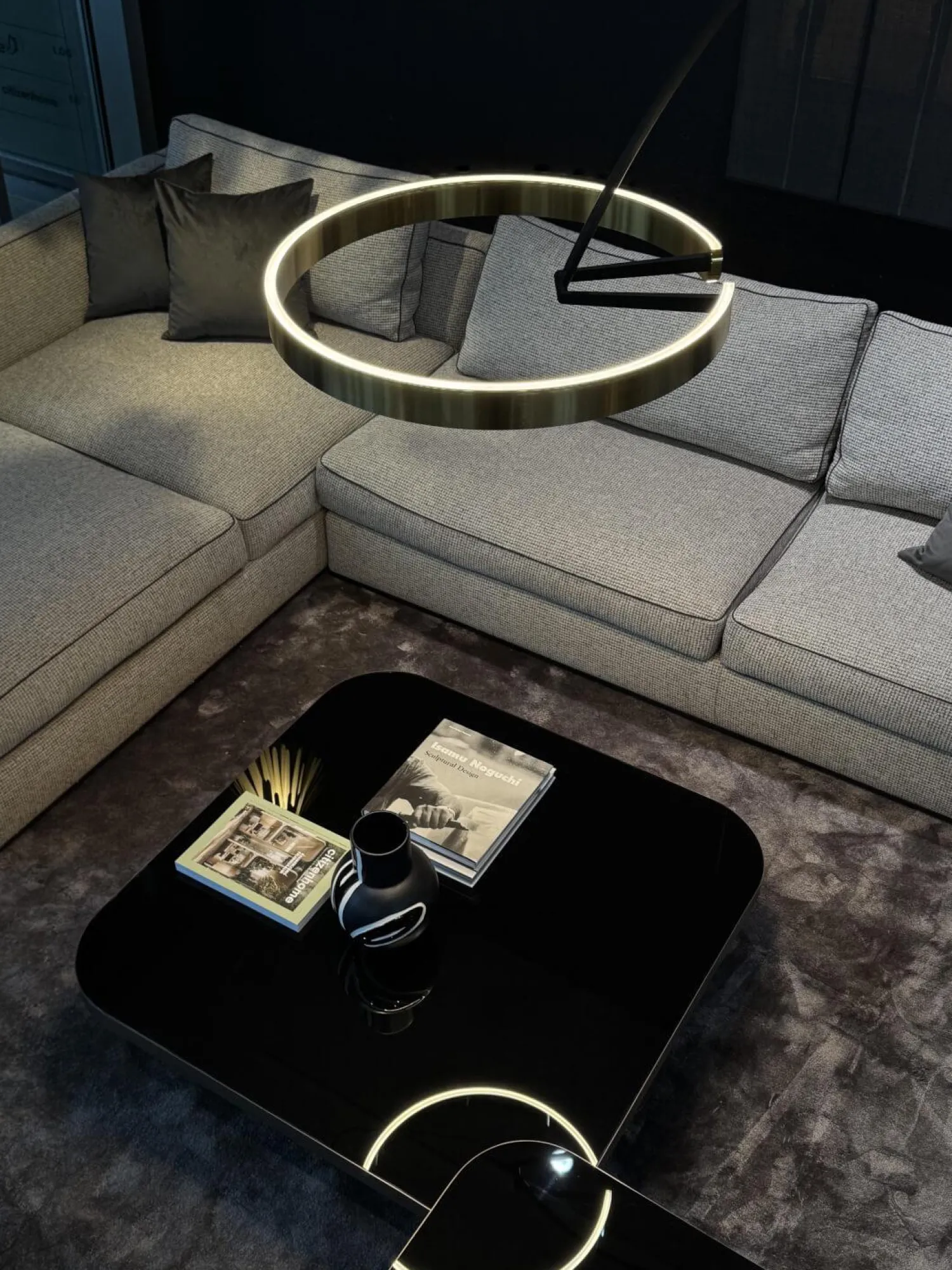 B&B Italia Ecksofas|Ecksofa Richard Stoff Lieso Pied De Poule Graun Und 315 Braun Profil Stoff Ballano Schiefer Füße Metall Schwarz Verchromt Und Lackiert Inklusive 3 Rückenkissen