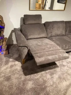 Natura Ecksofas|Ecksofa Rockport A Stoff Cord 83 Cacao Braun Füße Massivholz Geölt Inklusive Motorischem Sitzauszug