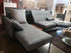 Brühl Ecksofas|Ecksofa Roro Leder Taron Grau Mit Andocktisch Nussbaum Geölt