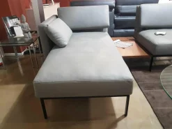 Brühl Ecksofas|Ecksofa Roro Leder Taron Grau Mit Andocktisch Nussbaum Geölt