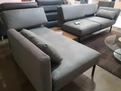 Brühl Ecksofas|Ecksofa Roro Leder Taron Grau Mit Andocktisch Nussbaum Geölt