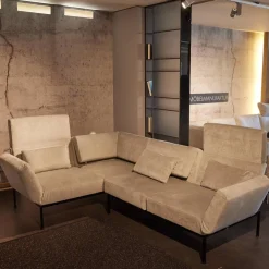 Brühl Ecksofas|Ecksofa Roro Soft Bezug Stoff 2813 0093 Beige Fuß Metall Schwarz mit Funktion