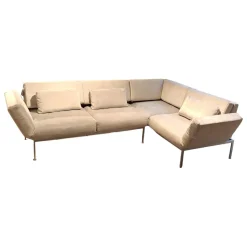 Brühl Ecksofas|Ecksofa Roro Soft Stoff 2813 0093 Hellgrau Füße Lackiert Mit Verstellfunktionen