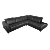 Candy Ecksofas|Ecksofa Sacramento Dickleder Torero Nero Schwarz Gestell Metall Füße Metall Chrom