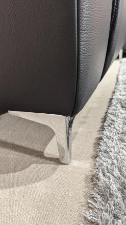 Candy Ecksofas|Ecksofa Sacramento Dickleder Torero Nero Schwarz Gestell Metall Füße Metall Chrom