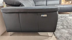 Candy Ecksofas|Ecksofa Sacramento Dickleder Torero Nero Schwarz Gestell Metall Füße Metall Chrom