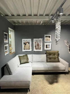 Global Ecksofas|Ecksofa Samara Stoff Stoff XBO Creme Füße Schwarz ohne Dekokissen