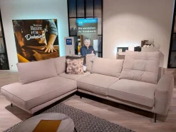 Global Ecksofas|Ecksofa Samara Stoff S-XBO29/05 White Grey Grau Füße Metall Schwarz