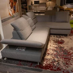 W. Schillig Ecksofas|Ecksofa Select Venus Plus Stoff Q2 Ocean W82 22 Grey Grau Fuß Metall Matt Gebürstet Mit Kissen