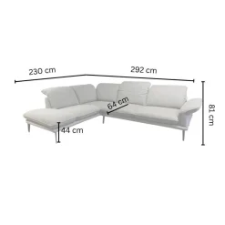 W. Schillig Ecksofas|Ecksofa Sherry Stoff W60 21 Silver Grau Fuß Metall FP6 M95 Anthrazit Mit Kopfstützenverstellung