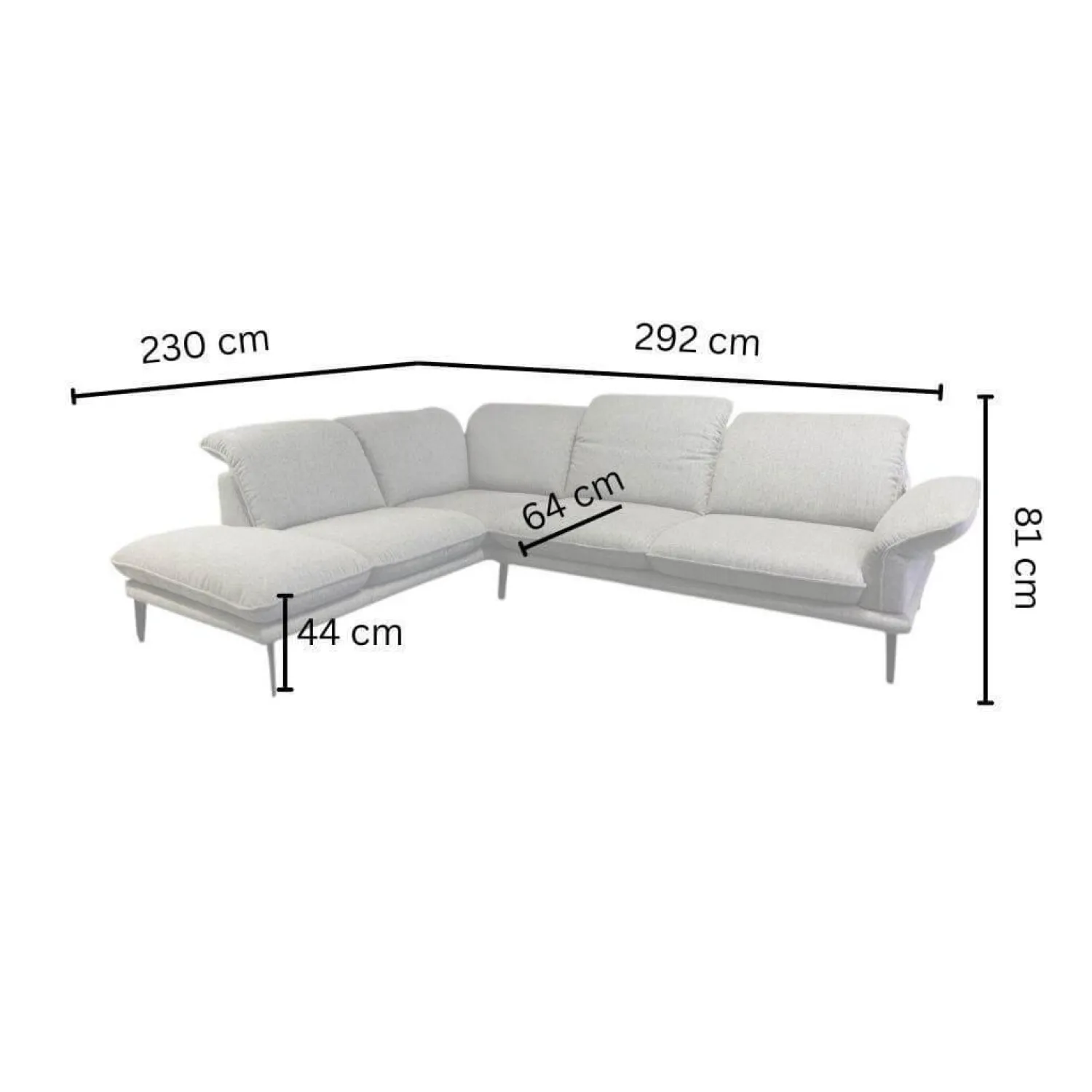 W. Schillig Ecksofas|Ecksofa Sherry Stoff W60 21 Silver Grau Fuß Metall FP6 M95 Anthrazit Mit Kopfstützenverstellung