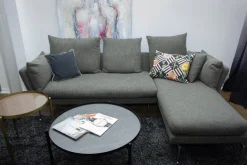 Vitra Ecksofas|Ecksofa Sofa Stoff Corsaro Graphit Melange Grau mit 6 Kissen
