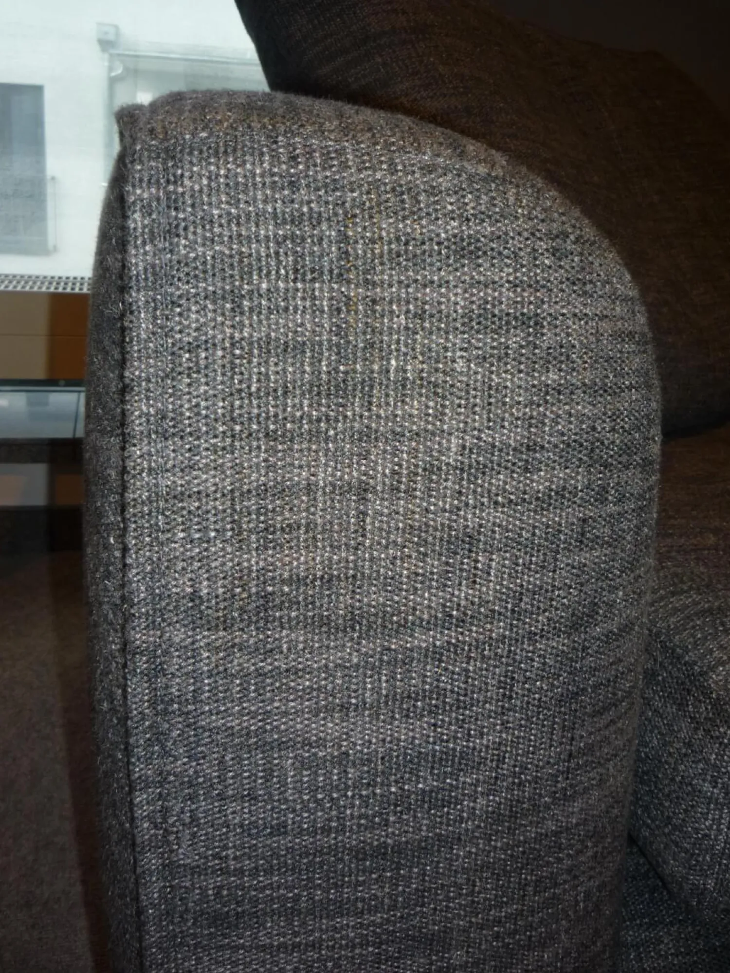 COR Ecksofas|Ecksofa Sofagruppe Mell Lounge Stoff 9206 Braungrau Füße Schwarz mit Hocker