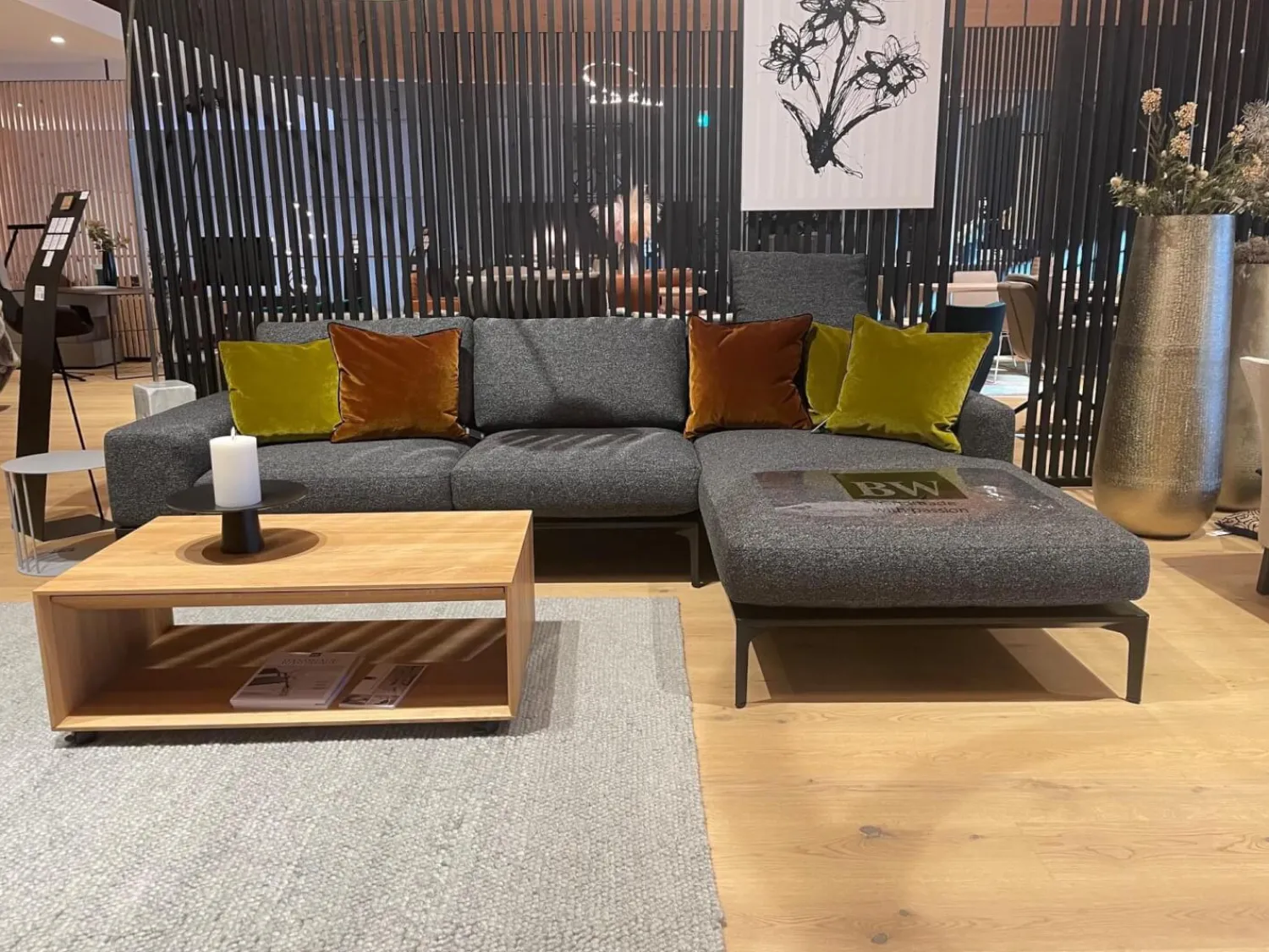 Bielefelder Werkstätten Ecksofas|Ecksofa Spirit Stoff Prince BW-1781-191Anthrazit Metallfuß Matt Schwarz