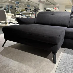 set one by Musterring Ecksofas|Ecksofa Stoff Cavallo Beage 06 Grau Metallfuß Schwarz Matt