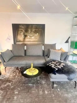 Vitra Ecksofas|Ecksofa Suita Stoff Corsaro F 80 Graphit Melange Grau Gestell Basic Dark Schwarz Inklusive Kissen