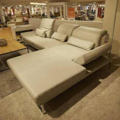Candy Ecksofas|Ecksofa SW 744 Mallow Echtleder Mercury Light Grey Metallfuß