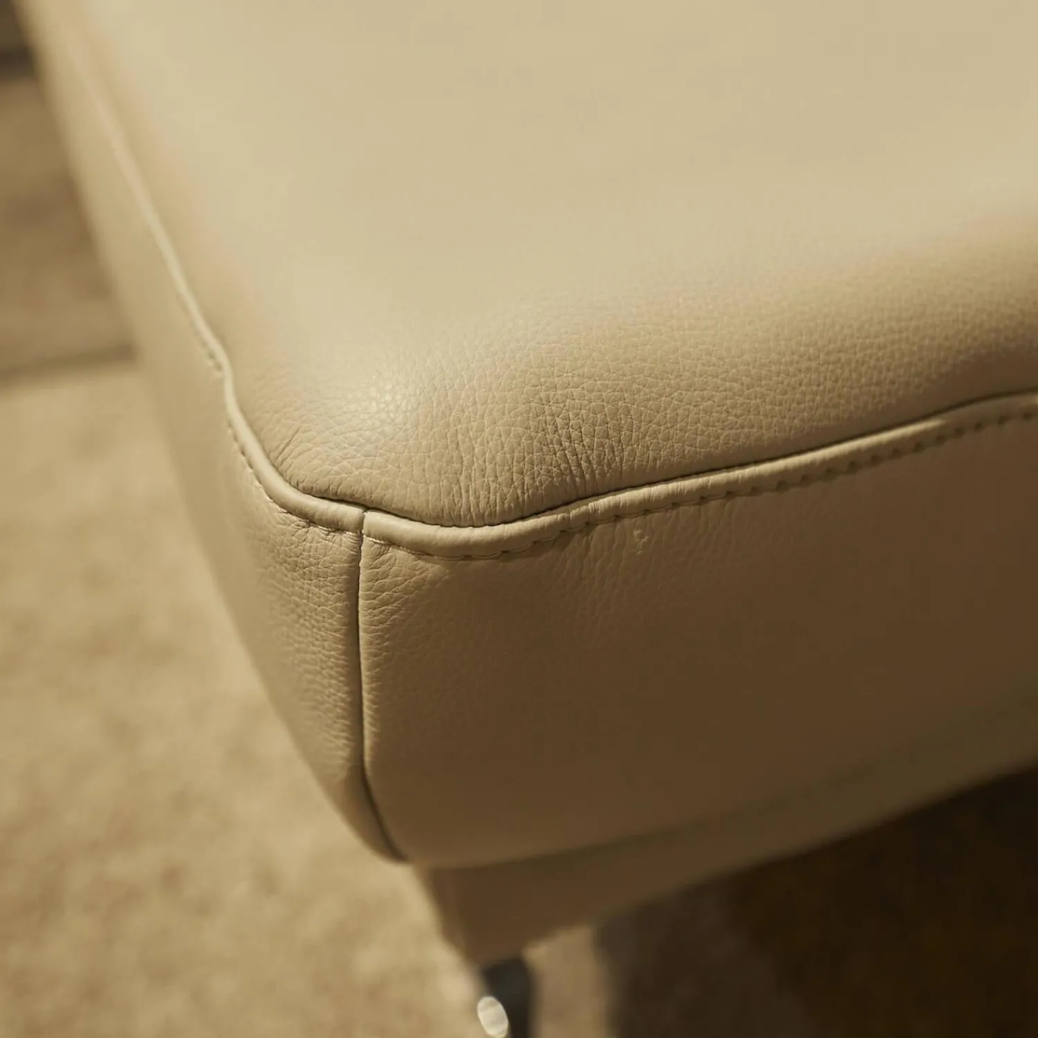 Candy Ecksofas|Ecksofa SW 744 Mallow Echtleder Mercury Light Grey Metallfuß