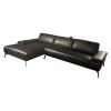 ADA Ecksofas|Ecksofa Talara Leder New 10 Graphiteblack Schwarz Füße Metall Schwarz
