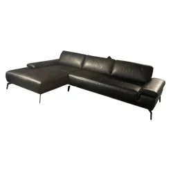 ADA Ecksofas|Ecksofa Talara Leder New 10 Graphiteblack Schwarz Füße Metall Schwarz