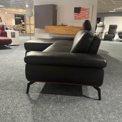 ADA Ecksofas|Ecksofa Talara Leder New 10 Graphiteblack Schwarz Füße Metall Schwarz