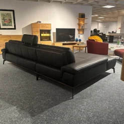 ADA Ecksofas|Ecksofa Talara Leder New 10 Graphiteblack Schwarz Füße Metall Schwarz