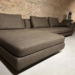 Walter Knoll Ecksofas|Ecksofa Tama Living Stoff B&B Spora 2038350 Braun Super Kufen Massivholz Eiche Weiß Alurahmen Bronze