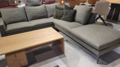 Jori Ecksofas|Ecksofa Tigra Landscape JR 2226 Stoff Siena C0006 Grau Grün Eckfuß Metall Schwarz Lackiert Mit Verstellbarer Armlehne