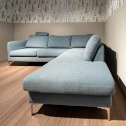 Schöner Wohnen-Kollektion Ecksofas|Ecksofa Timeless 7141 5453 Bezug Stoff Trend Light Blue Hellblau Metallfuß Chrombeschichtet Mit Kopfstütze