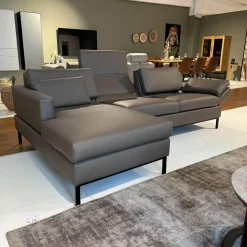 Brühl Ecksofas|Ecksofa Tomo Compact Leder Unit 5432 29 Braun Gestell Metall Schwarz Pulverbeschichtet Mit Verstellbarer Lehne