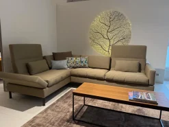 Brühl Ecksofas|Ecksofa Tomo Soft Stoff 3677 20 Braun Gestell Buche Gebeizt Nussbaum Dunkel Und Metall Schwarz Inklusive Kissen