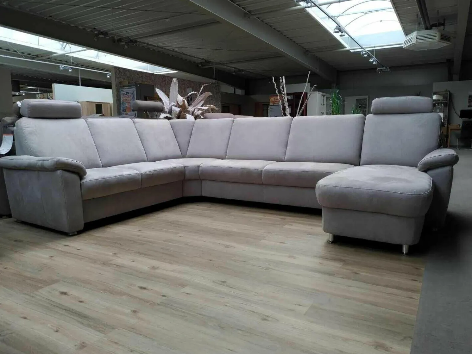 Zehdenick Ecksofas|Ecksofa Triest Tahiti Stoff Holiday Alu mit 2 Kopfstütze