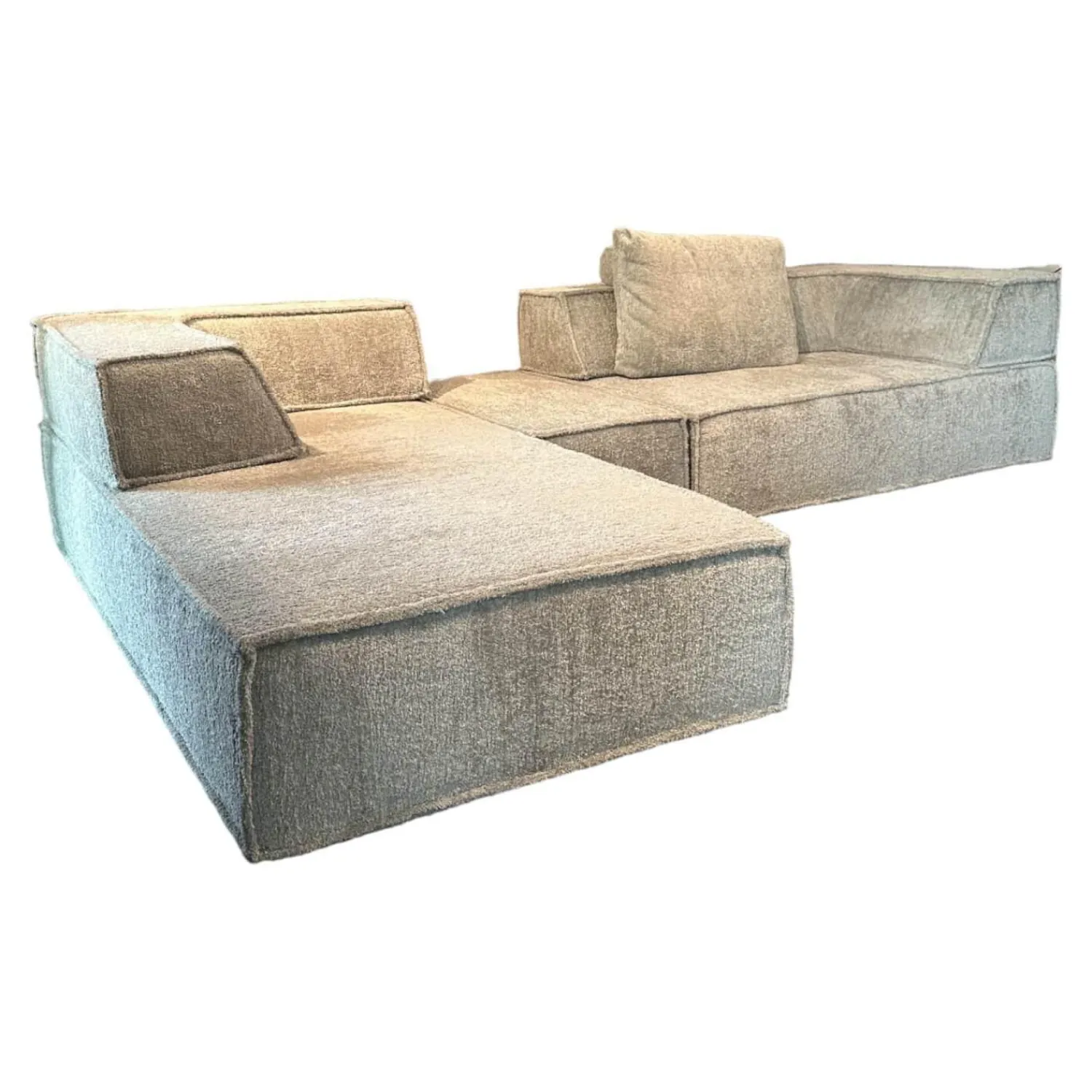COR Ecksofas|Ecksofa Trio Stoff 9047 Greige Gestellrahmen Buche Massiv Inklusive Hocker Und Kissen