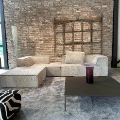 COR Ecksofas|Ecksofa Trio Stoff 9047 Greige Gestellrahmen Buche Massiv Inklusive Hocker Und Kissen