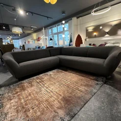 Leolux Ecksofas|Ecksofa Turia Stoff Monza 84 Grau Füße Epoxy Lack Schwarz